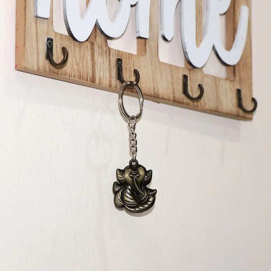 Ganesh Face Antique Black Metal Keychain
