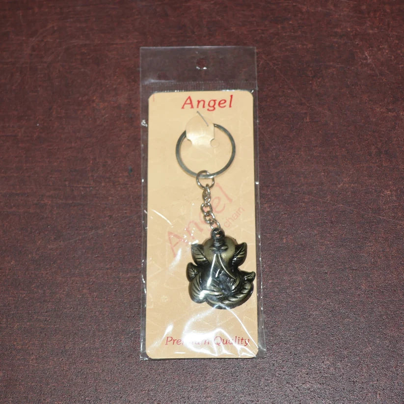 Ganesh Face Antique Black Metal Keychain