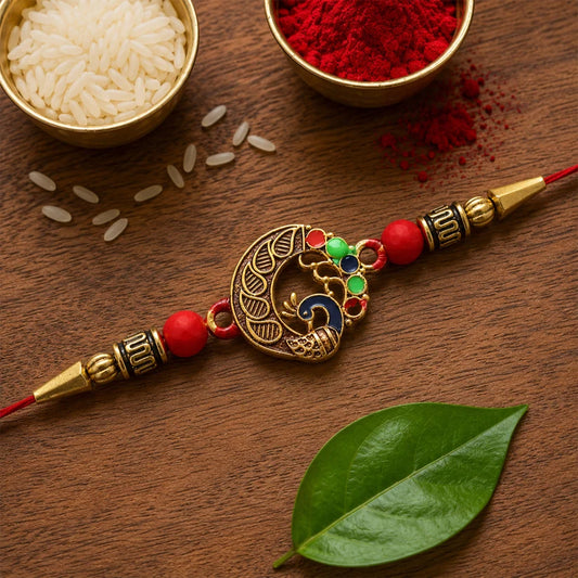 Elegant Round Peacock Design Rakhi