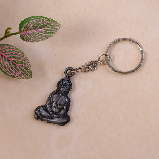 Hanuman Ji Sitting Pose Metal Keychain