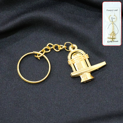 Shivling Keychain – Durable Golden Metal