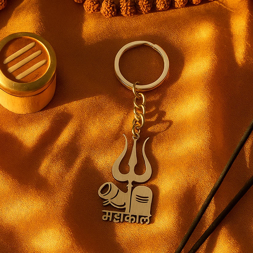 Mahakal Trishul Keychain – Durable Metal