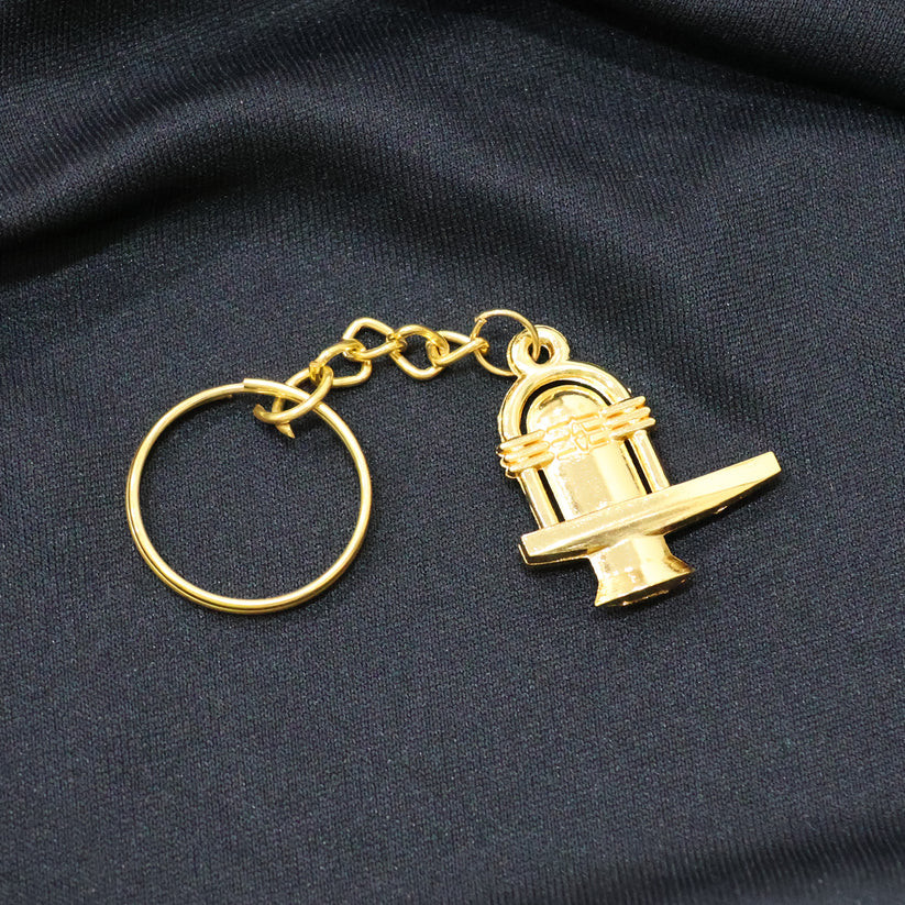Shivling Keychain – Durable Golden Metal