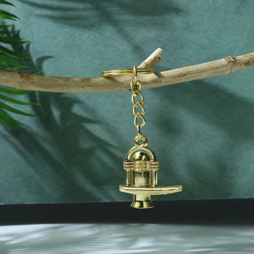 Shivling Keychain – Durable Golden Metal