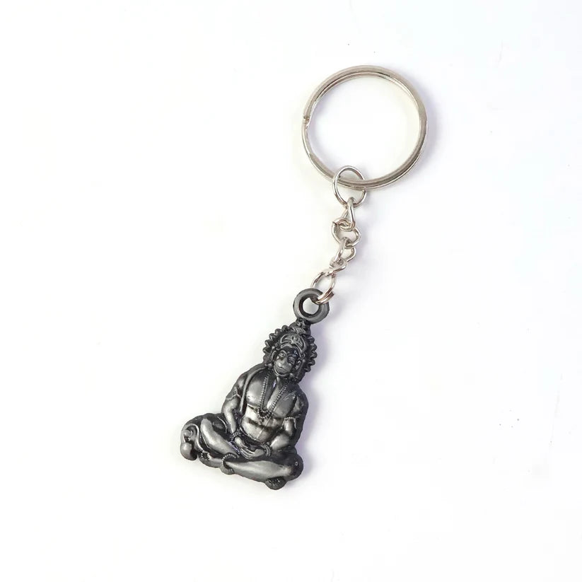 Hanuman Ji Sitting Pose Metal Keychain