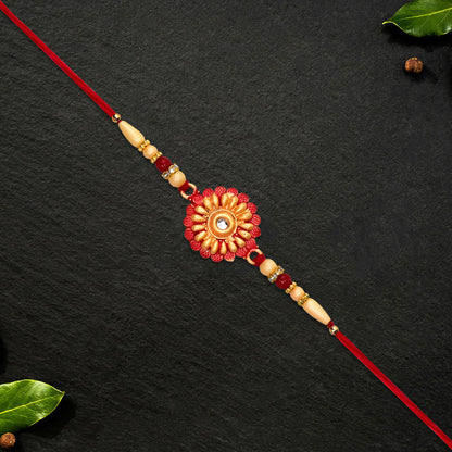 Floral Bead Rakhi With Central Stone