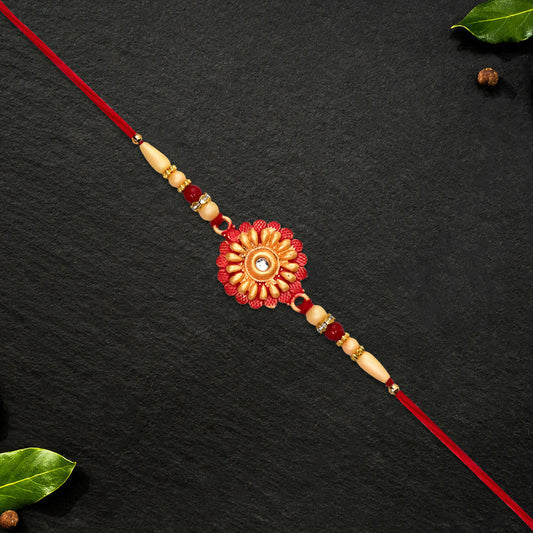 Floral Bead Rakhi With Central Stone