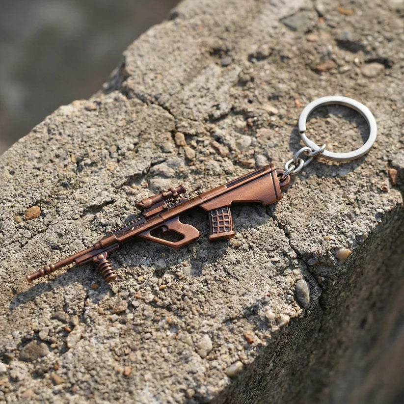Rifle Gun Shape Keychain – Durable Metal