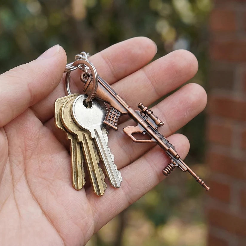 Rifle Gun Shape Keychain – Durable Metal