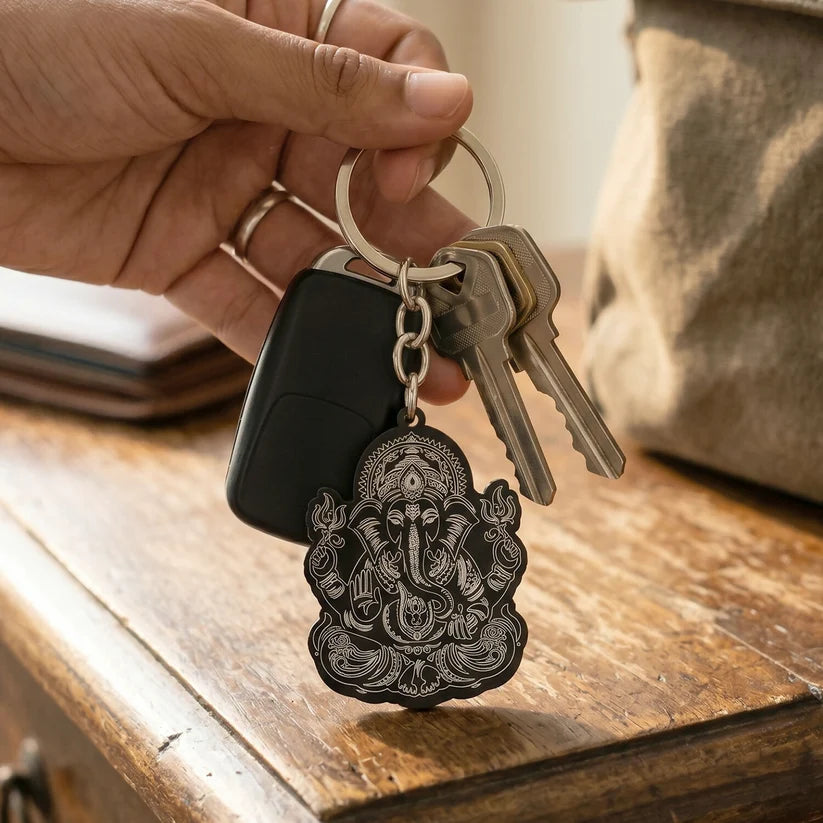 Lord Ganesha Black Devotional Keychain
