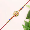 Traditional Circular Meenakari Rakhi With Multicolor Enamel Kundan Stone Gold Beads