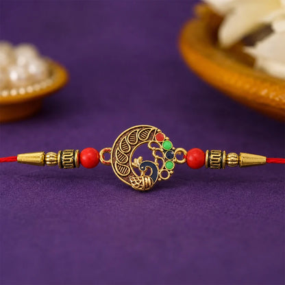 Elegant Round Peacock Design Rakhi