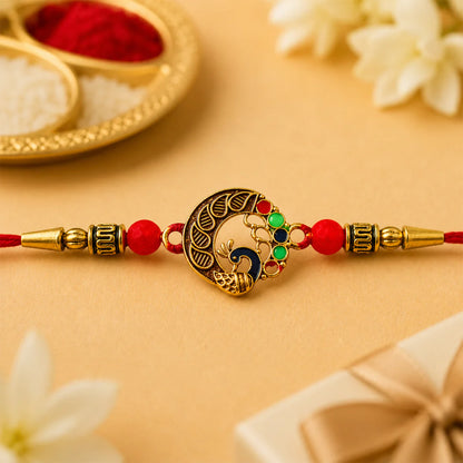 Elegant Round Peacock Design Rakhi