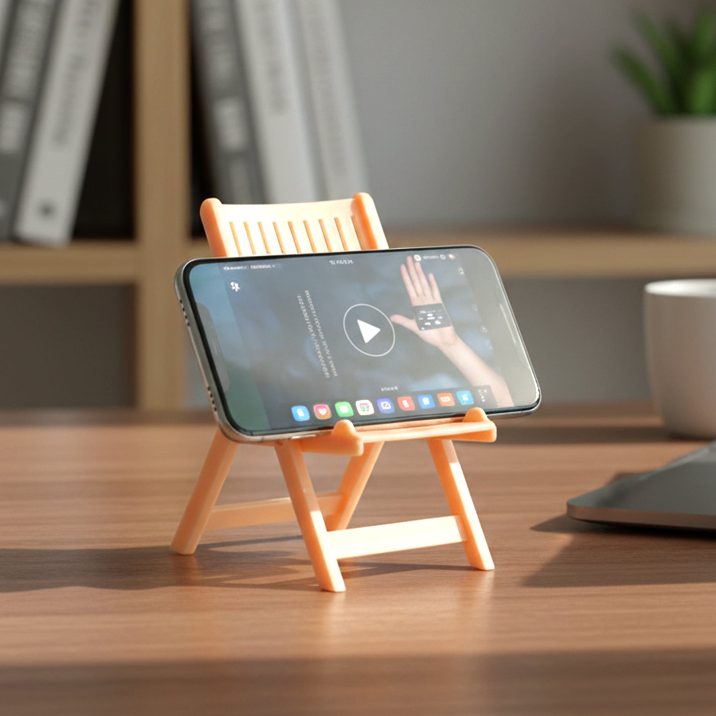 Mini Chair Shape Mobile Stand Holder Peach Color