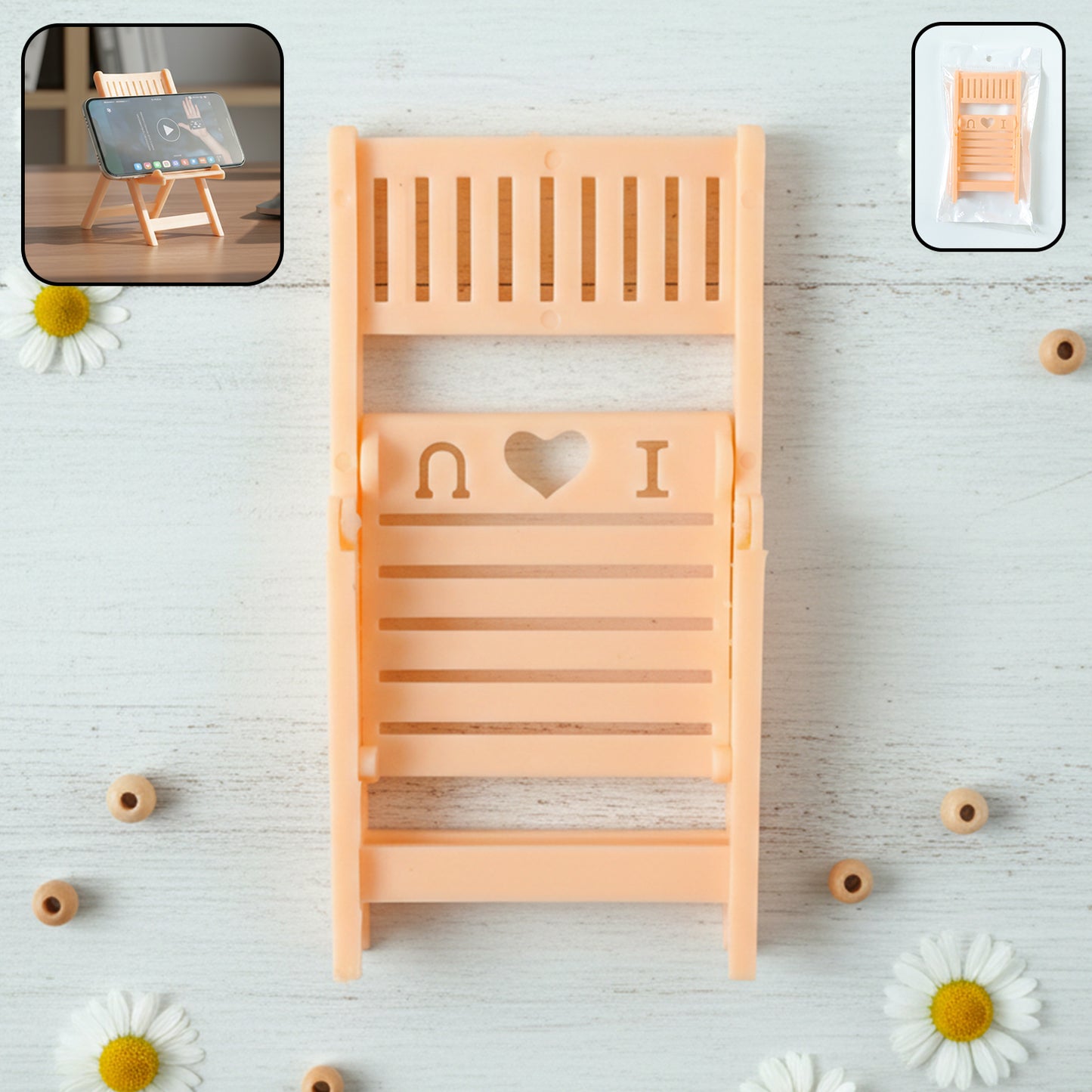 Mini Chair Shape Mobile Stand Holder Peach Color