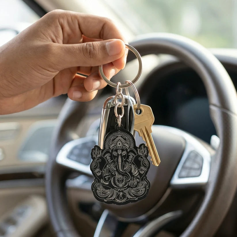 Lord Ganesha Black Devotional Keychain