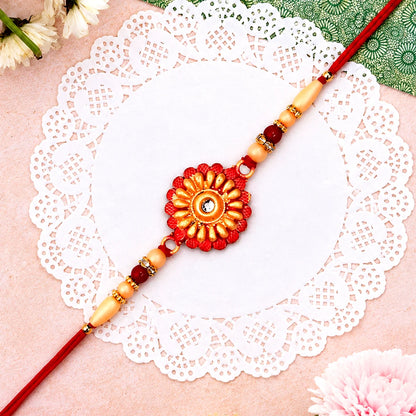 Floral Bead Rakhi With Central Stone